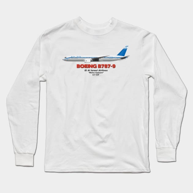 Boeing B787-9 - El Al Israel Airlines "Retro Colours" Long Sleeve T-Shirt by TheArtofFlying